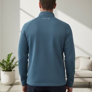 Dunning Golf Blue 1/4 Zip Mock Neck Long Sleeve Polo Men's Size S